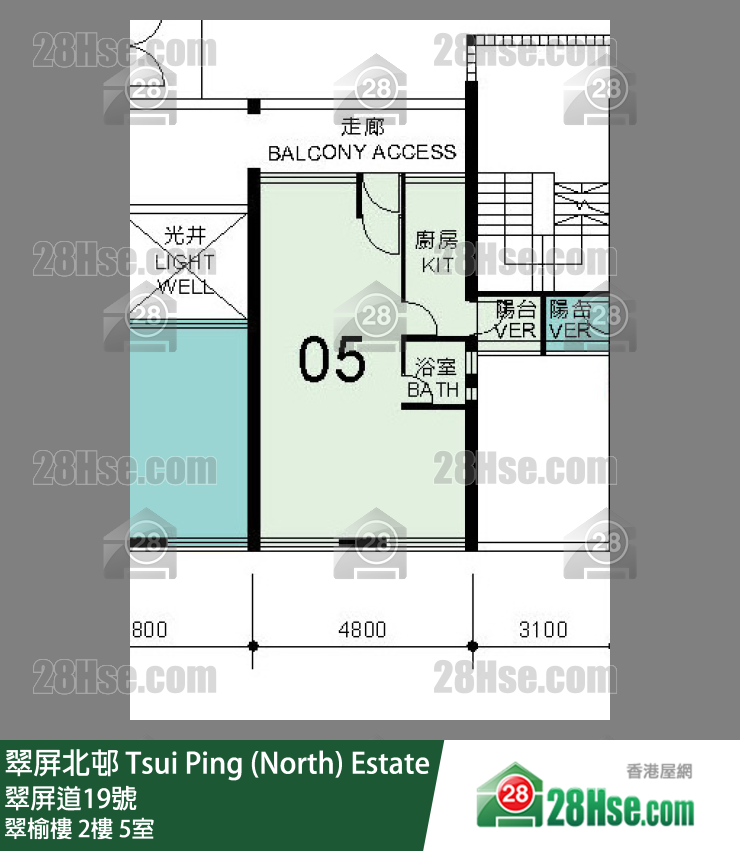 翠屏北邨 翠榆樓2樓 5室 平面圖