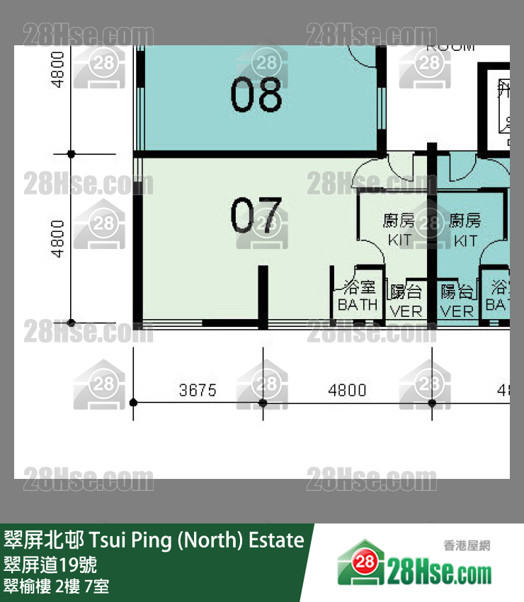 翠屏北邨 翠榆樓2樓 7室 平面圖