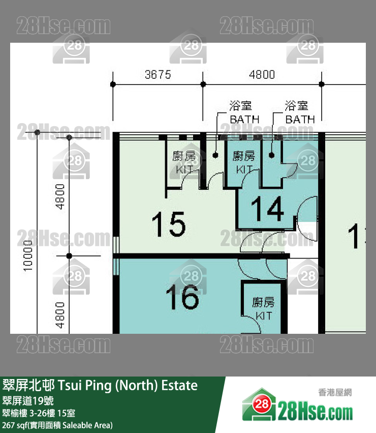 翠屏北邨 翠榆樓21樓 15室 平面圖