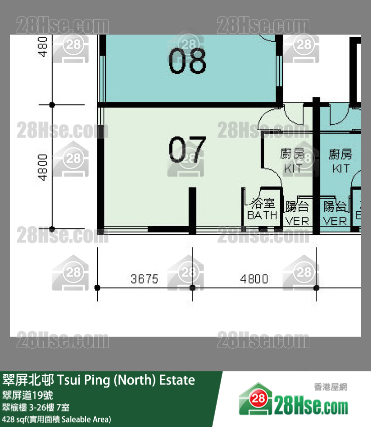 翠屏北邨 翠榆樓22樓 7室 平面圖