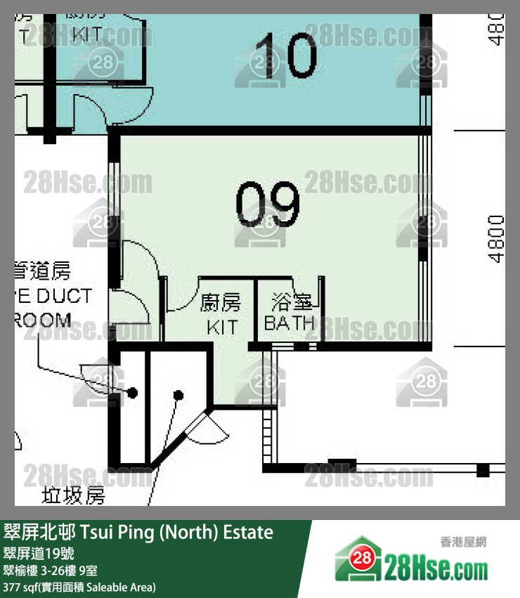 翠屏北邨 翠榆樓10樓 9室 平面圖