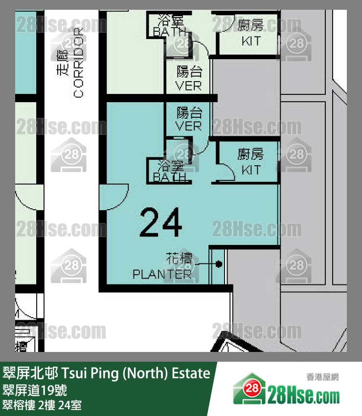 翠屏北邨 翠榕樓 2樓 24室 平面圖