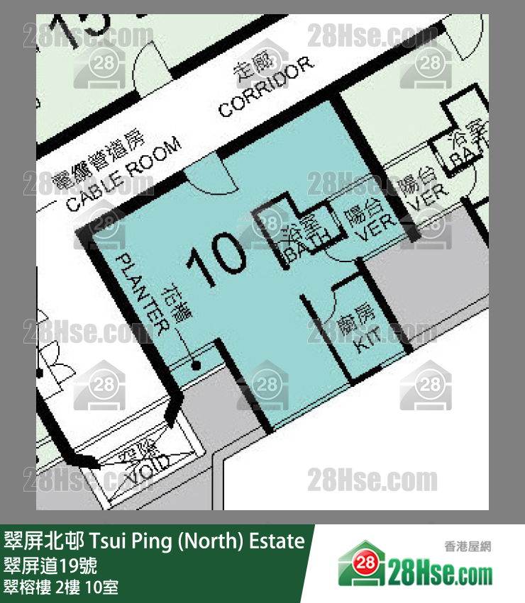 翠屏北邨 翠榕樓2樓 10室 平面圖
