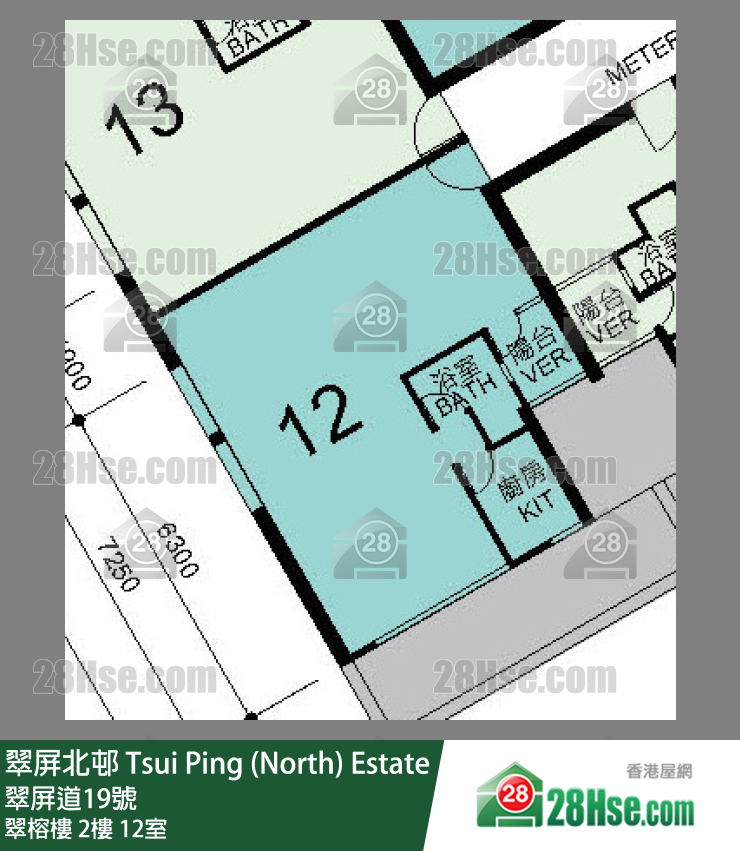 翠屏北邨 翠榕樓2樓 12室 平面圖