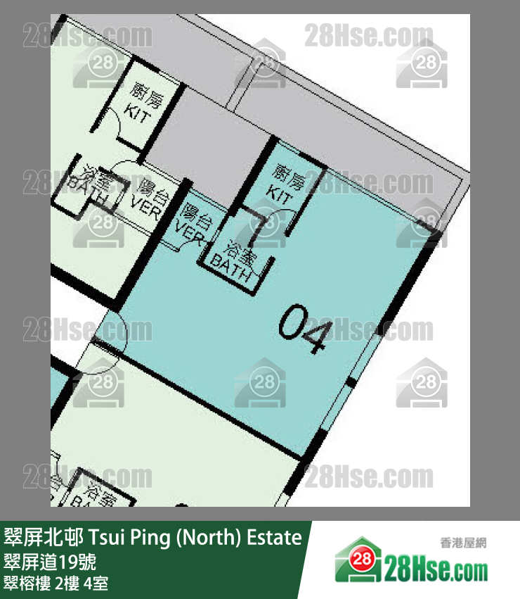 翠屏北邨 翠榕樓2樓 4室 平面圖