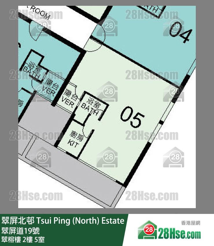 翠屏北邨 翠榕樓2樓 5室 平面圖