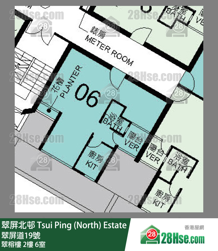 翠屏北邨 翠榕樓2樓 6室 平面圖