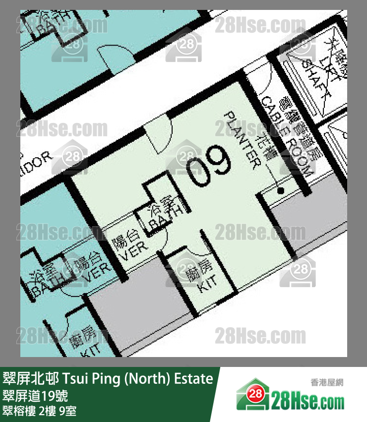 翠屏北邨 翠榕樓2樓 9室 平面圖