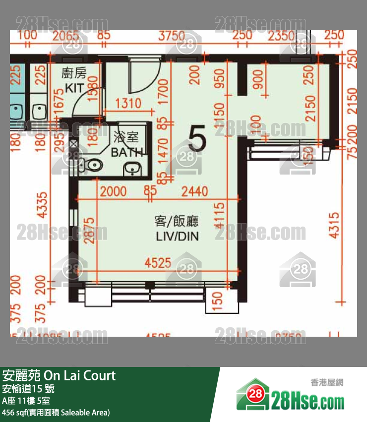 安麗苑 A座11樓 5室 平面圖