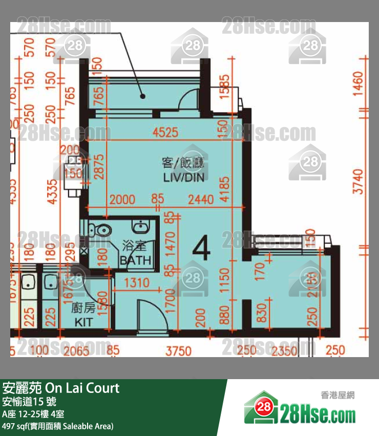 安麗苑 A座16樓 4室 平面圖