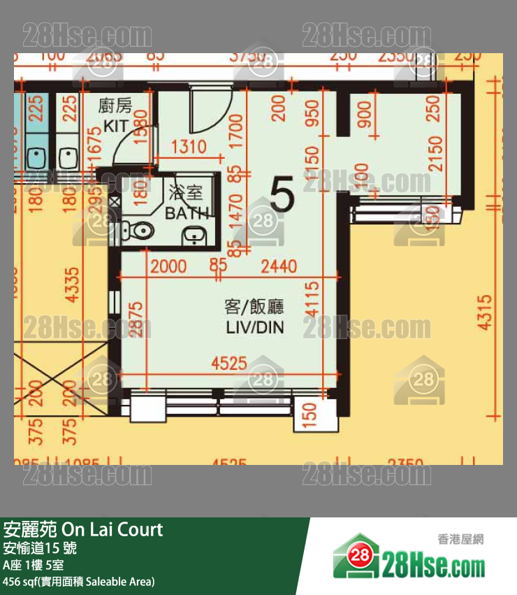 安丽苑 A座1楼 5室 平面图