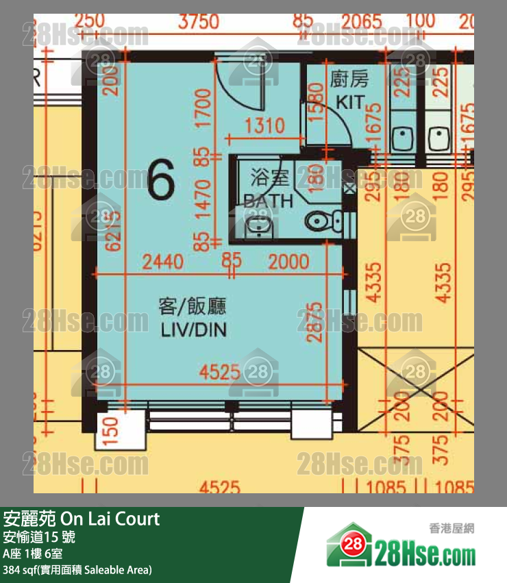 安丽苑 A座1楼 6室 平面图