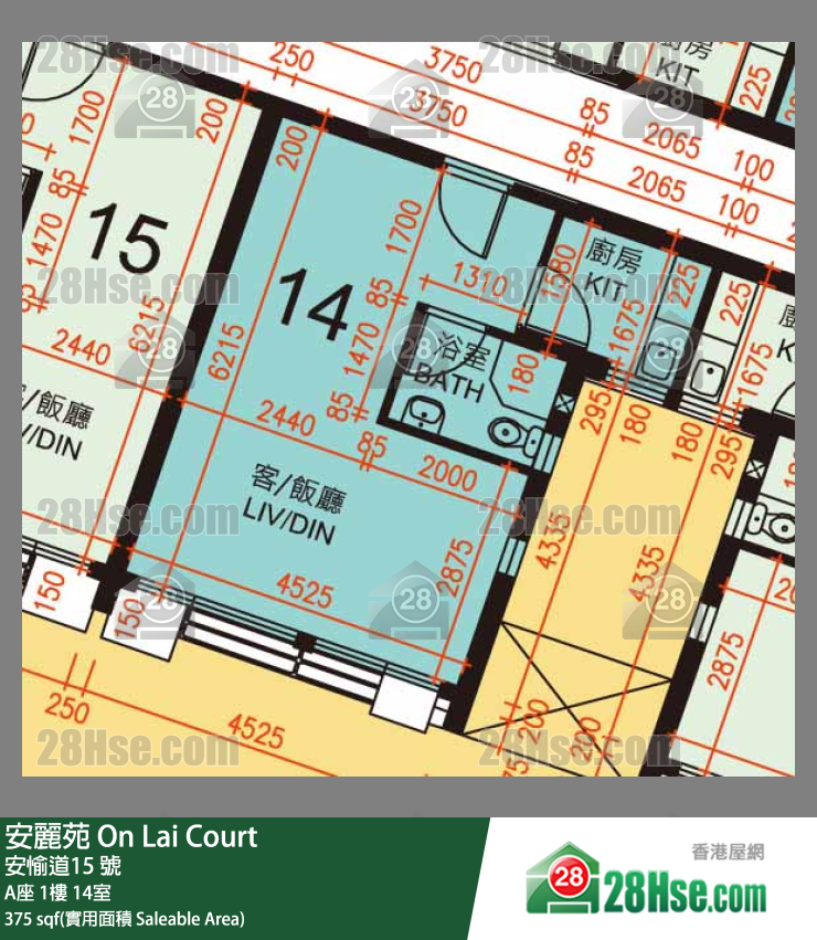 安丽苑 A座1楼 14室 平面图