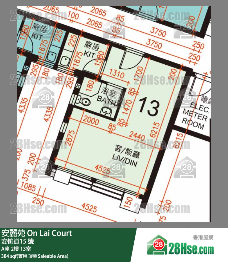 安麗苑 A座2樓 13室 平面圖