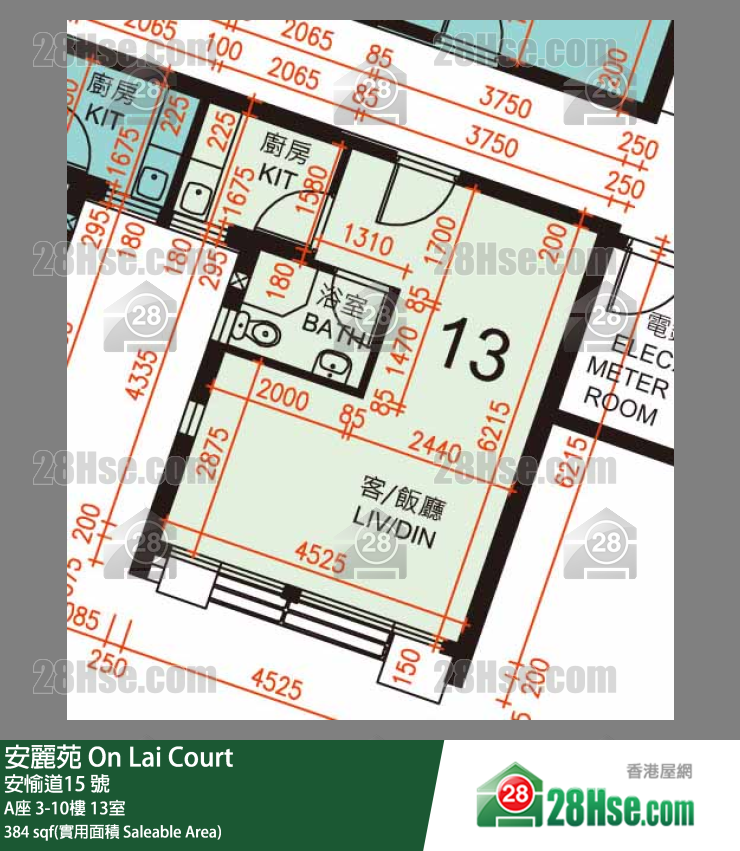 安麗苑 A座5樓 13室 平面圖