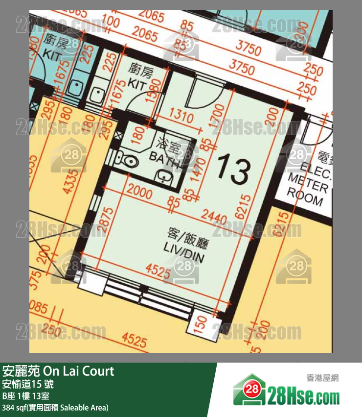 安麗苑 B座1樓 13室 平面圖