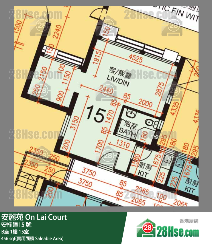 安麗苑 B座1樓 15室 平面圖