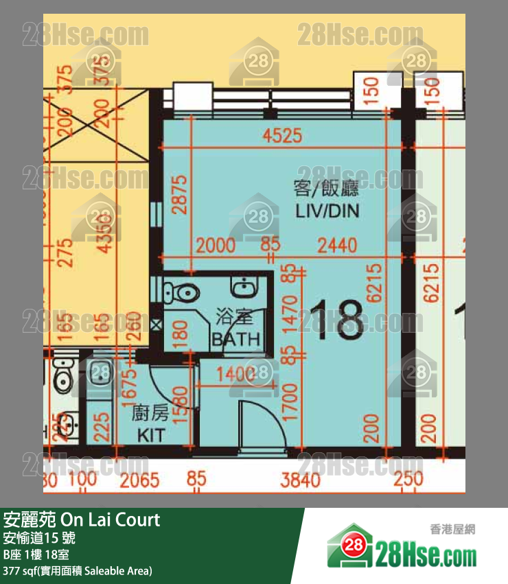 安麗苑 B座1樓 18室 平面圖