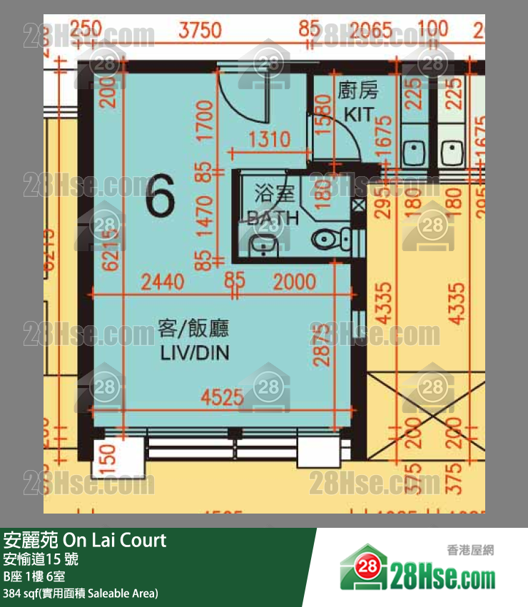 安麗苑 B座1樓 6室 平面圖