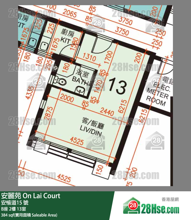 安麗苑 B座2樓 13室 平面圖