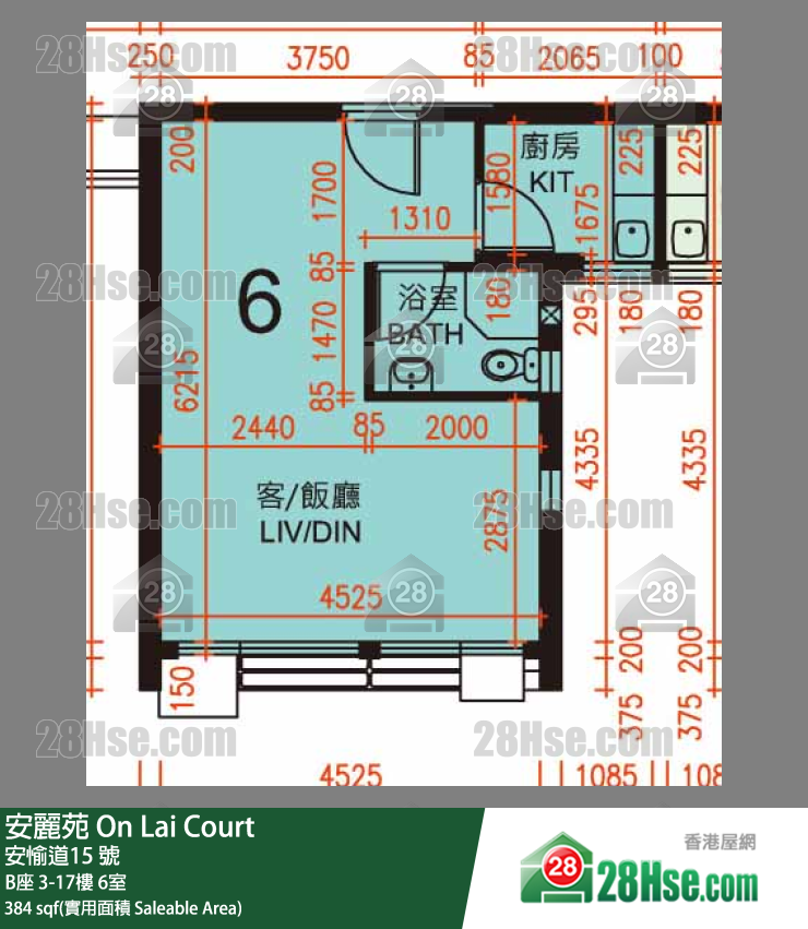安麗苑 B座5樓 6室 平面圖