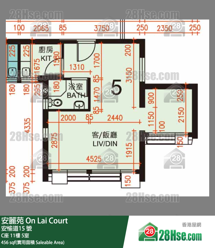 安丽苑 C座11楼 5室 平面图