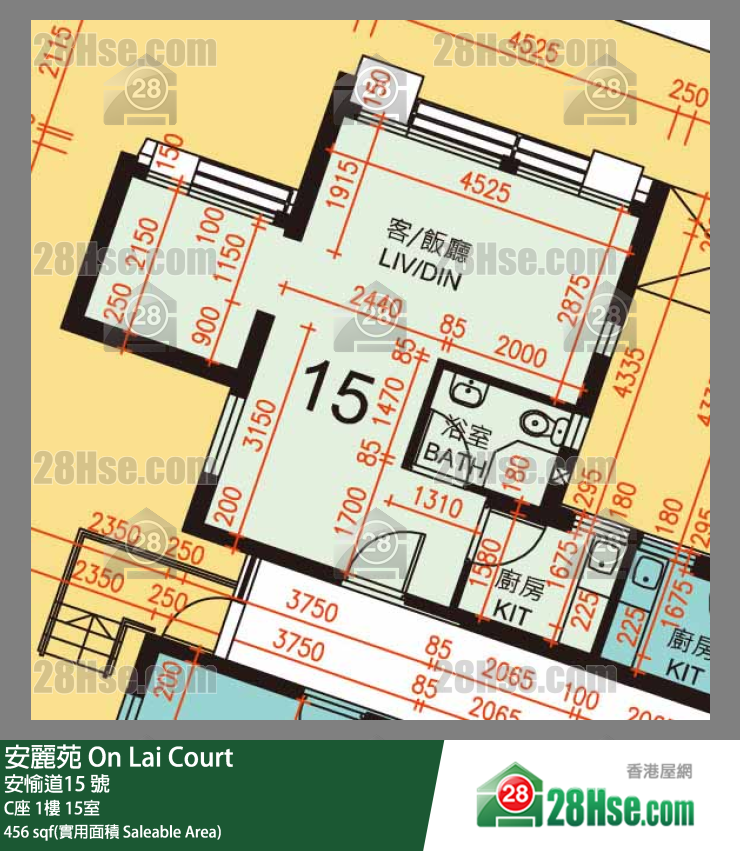 安麗苑 C座1樓 15室 平面圖