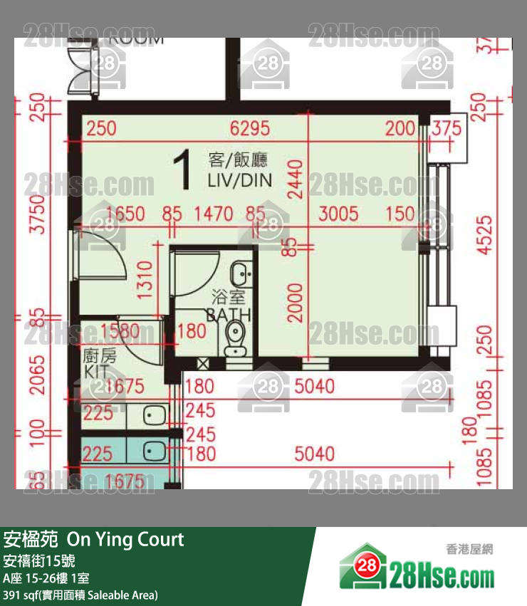 安楹苑 A座15樓 1室 平面圖