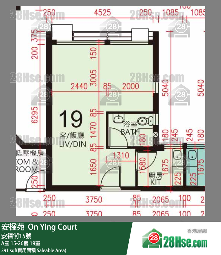 安楹苑 A座18樓 19室 平面圖