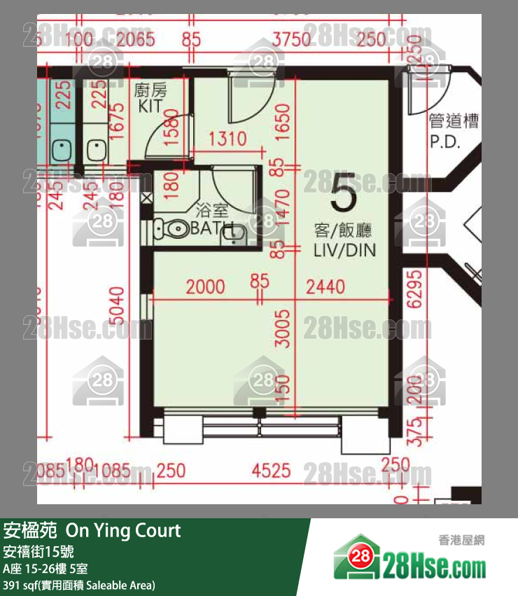 安楹苑 A座23樓 5室 平面圖