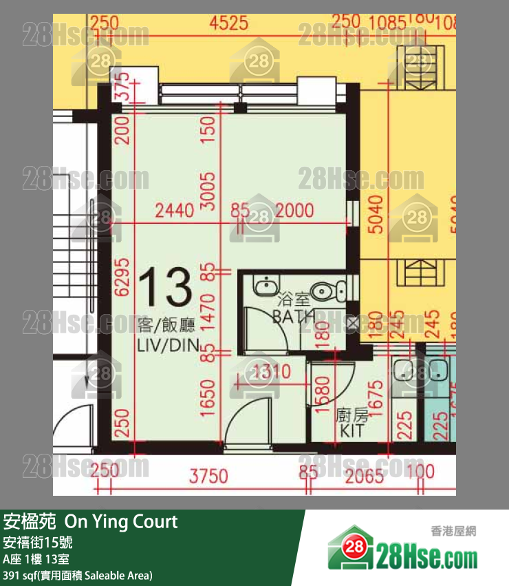 安楹苑 A座1樓 13室 平面圖