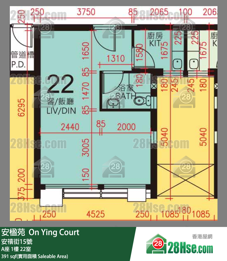 安楹苑 A座1樓 22室 平面圖