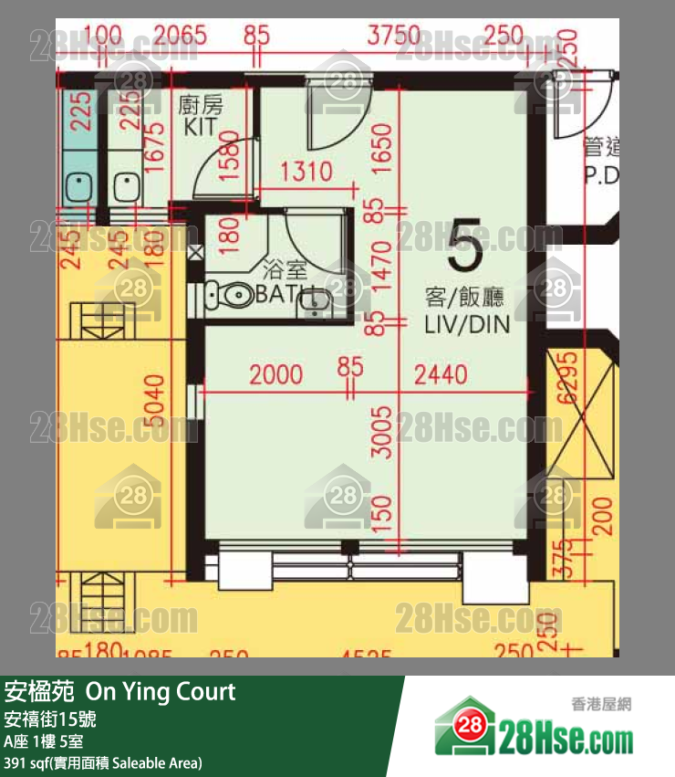 安楹苑 A座1樓 5室 平面圖