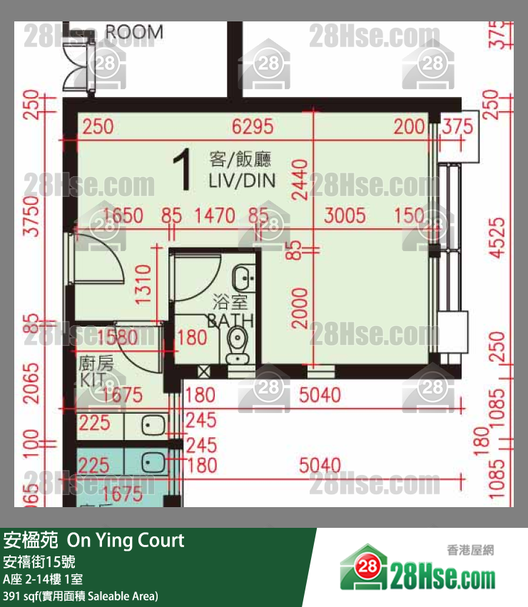 安楹苑 A座13樓 1室 平面圖