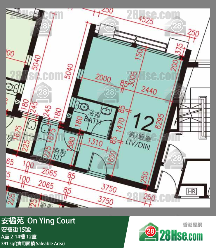 安楹苑 A座13樓 12室 平面圖