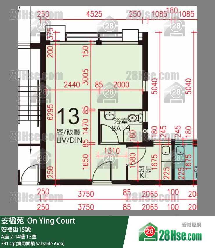 安楹苑 A座2樓 13室 平面圖