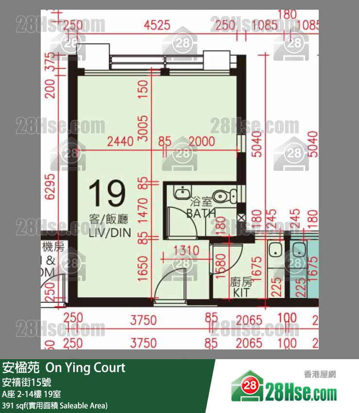 安楹苑 A座3樓 19室 平面圖