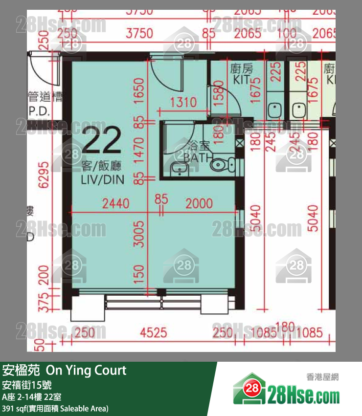 安楹苑 A座6樓 22室 平面圖