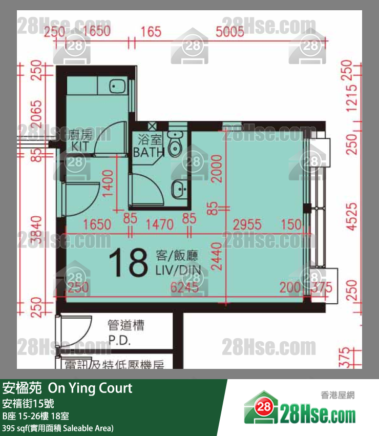 安楹苑 B座16樓 18室 平面圖
