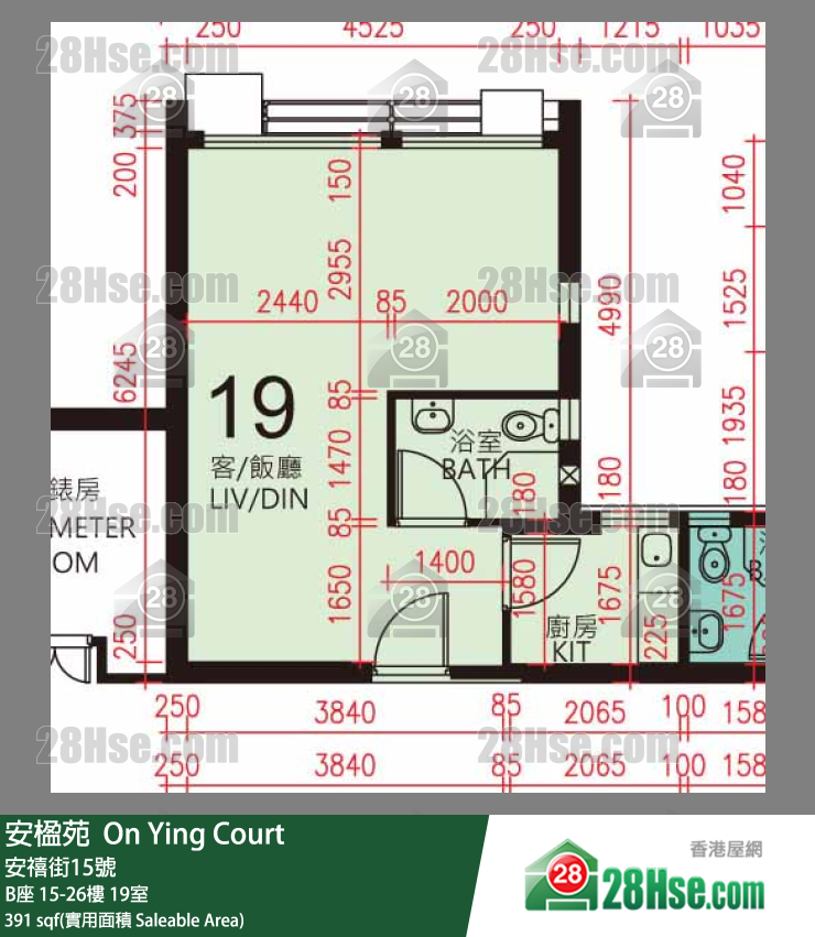 安楹苑 B座21樓 19室 平面圖