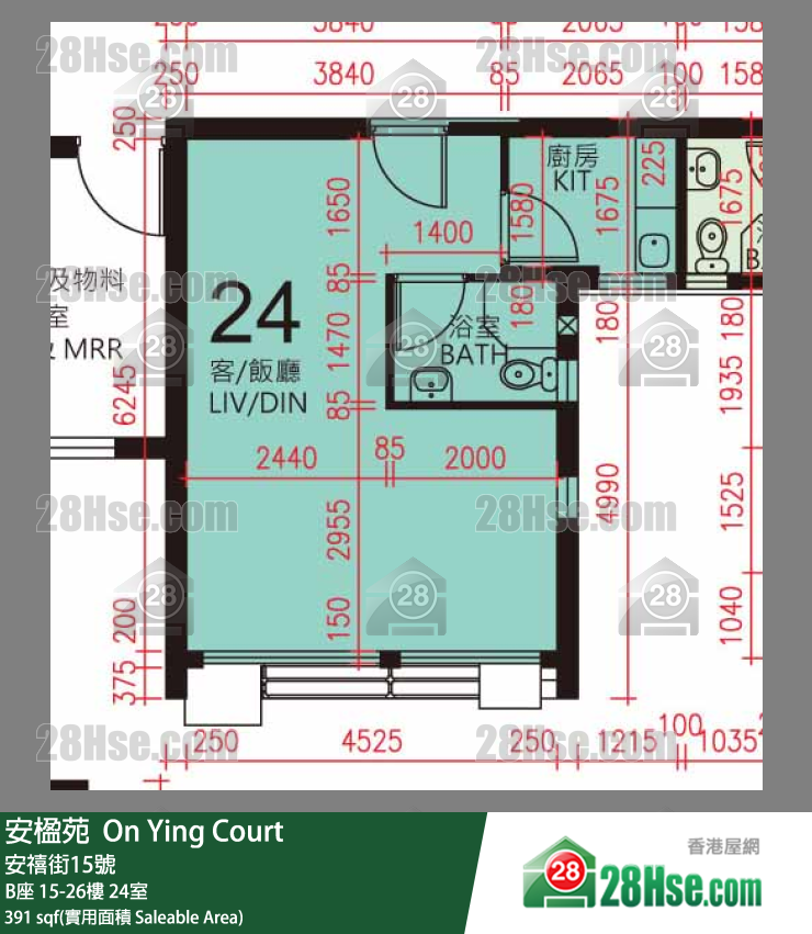 安楹苑 B座20樓 24室 平面圖
