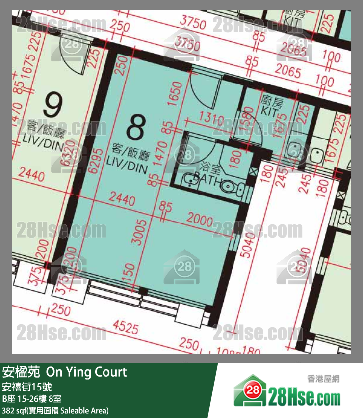 安楹苑 B座23樓 8室 平面圖