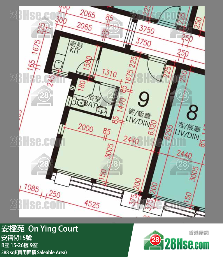 安楹苑 B座19樓 9室 平面圖