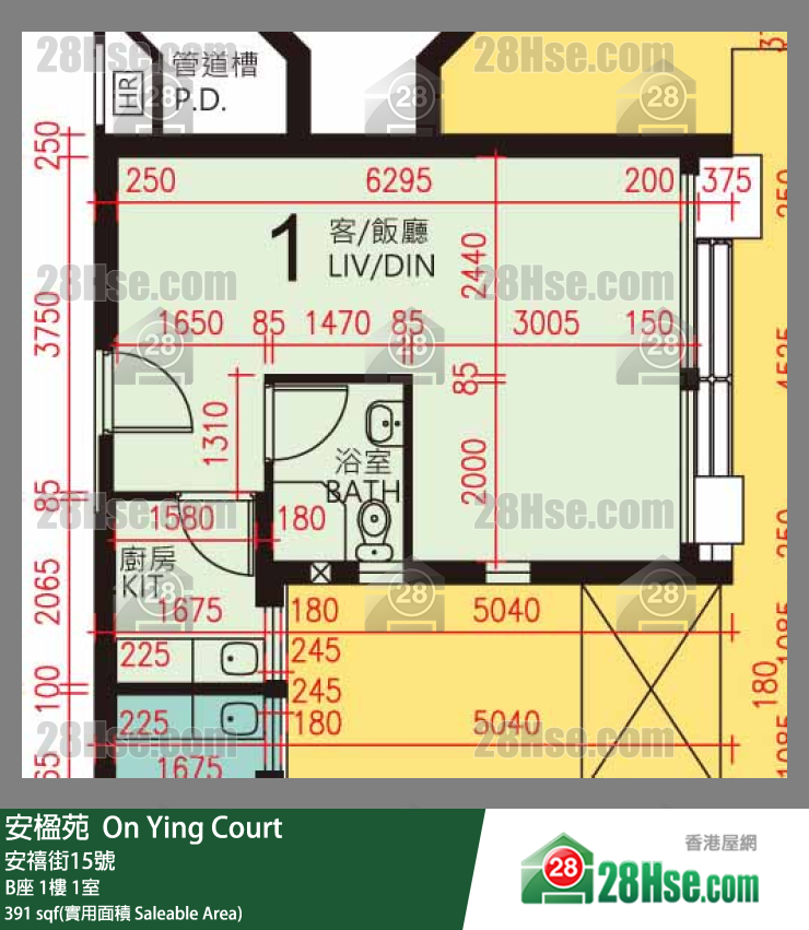 安楹苑 B座1樓 1室 平面圖