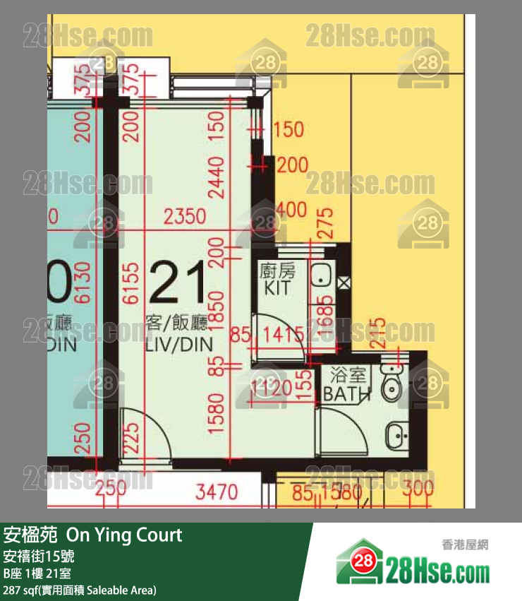 安楹苑 B座1樓 21室 平面圖