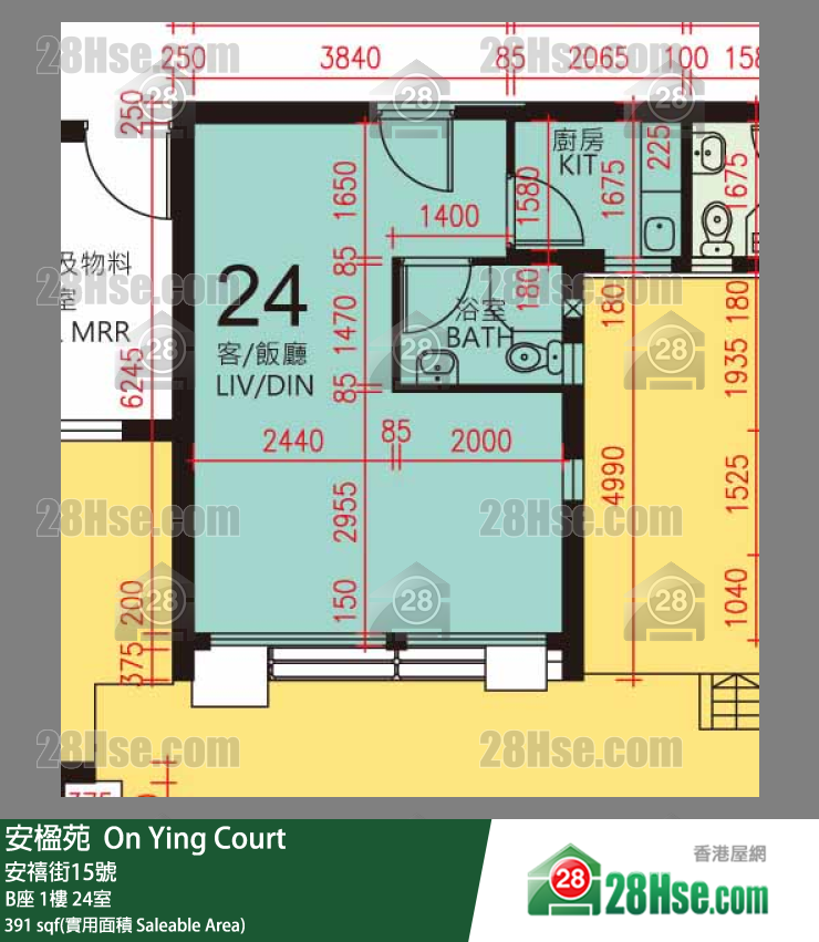 安楹苑 B座1樓 24室 平面圖