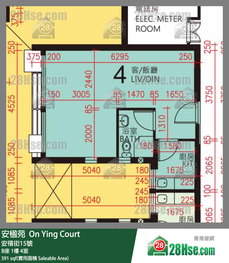 安楹苑 B座1楼 4室 平面图