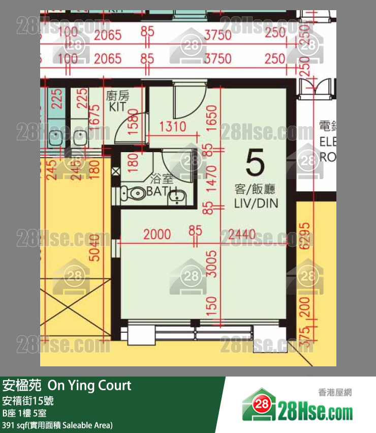 安楹苑 B座1樓 5室 平面圖