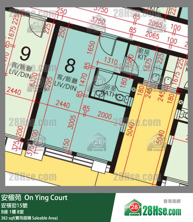 安楹苑 B座1樓 8室 平面圖