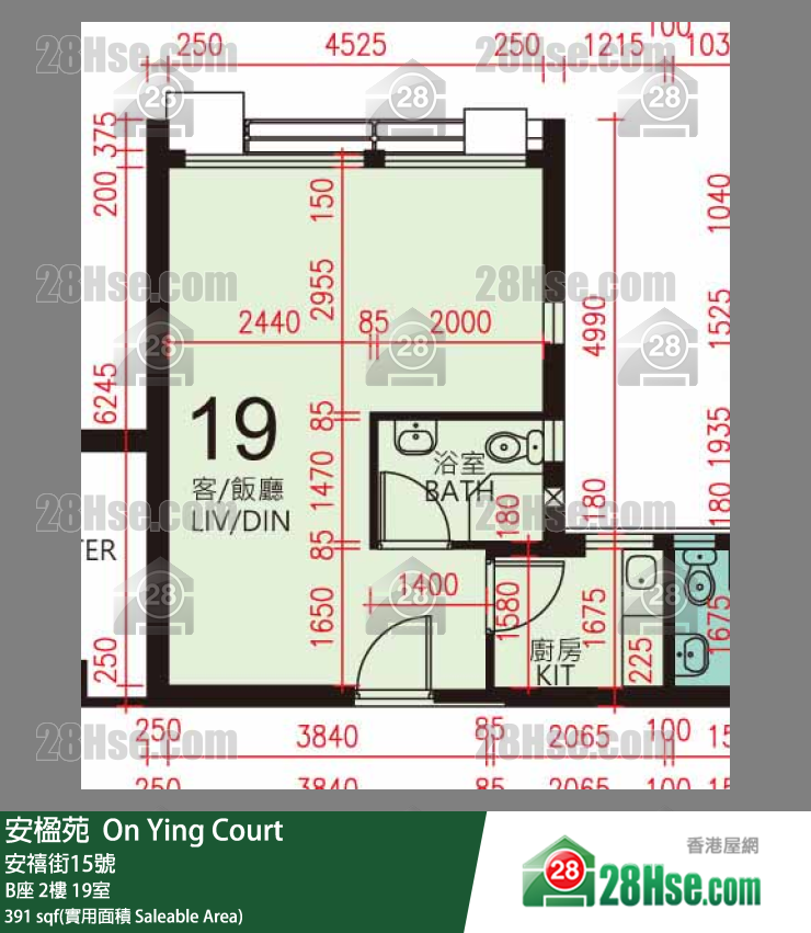 安楹苑 B座2樓 19室 平面圖
